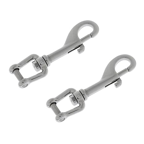 Jili Online 2 Pieces 99mm/ 3.9 inch Heavy Duty Marine Grade 316 Stainless Steel Swivel Shackle Eye Bolt Snap Hooks for Divers Scuba
