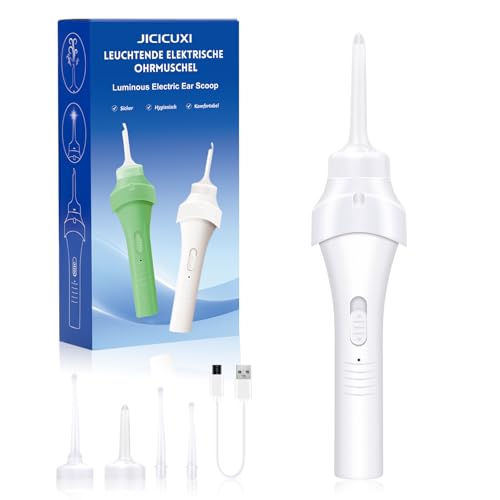 Electric Ear Wax Suction Remover, USB Rechargeable Ear Suction Device with LED Light, Strong Ear Wax Vacuum Cleaning Tool with Reusable Silicone Tips Ivory