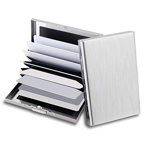 EASTNIGHTS RFID Credit Card Holder Protector Metal Credit Card Wallet Business Card Holder for Men Women Gift Box Package Silver