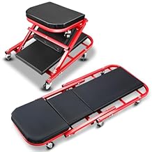 2-in-1 Foldable Rolling Z Creeper & Seat, 40" Low-Profile Roller Mechanics Under Car Chair 330 LBS Weight Capacity Garage Roller Creeper with 6 Swivel Casters
