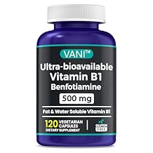 2 in 1 Enhanced Formula: Vitamin B1 with Benfotiamine 500mg, Fat Soluable Supplement of Vitamin B-1, 500 mg - 120 Capsules (1)