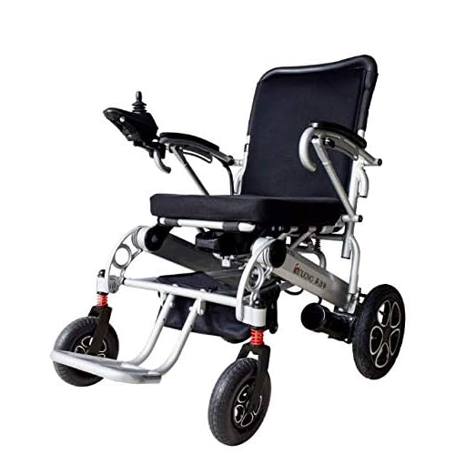 Innuovo Foldable Electric Power Wheelchair, Heavy Duty, Adjustable Speed for Outdoors or Indoors, Tall Backrest, Wide Seat, Fits any Car Trunk, Safe for Air Travel, Cover Bag Included, W5521 Silver