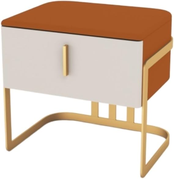 Wooden Nightstand Bedside Table Locker Modern Bedside Table Stainless Steel Cabinet Feet Table/E/50 * 40 * 50Cm