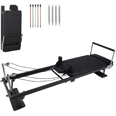 91 Foldable Pilates Reformer Machine with Springs & Resistance Ropes, 330LB Capacity Home Pilates Equipment for Beginners to Advanced Users, Studio-Grade Reformers for Full-Body Workout