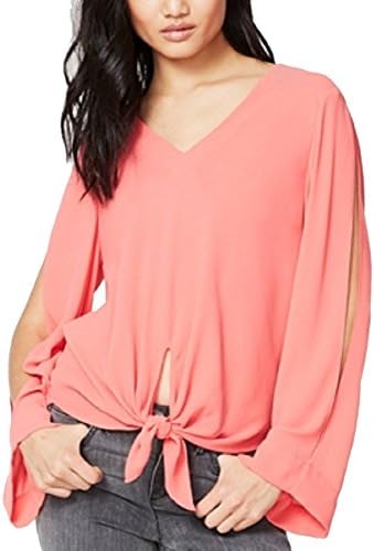 RACHEL Rachel Roy Tie-Front Cold-Shoulder Blouse (Watermelon, l)
