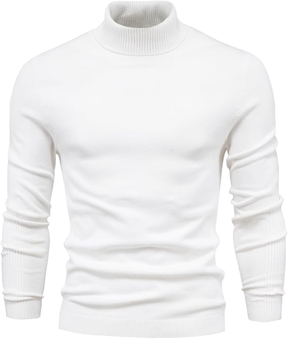 Men's Turtleneck Sweaters Long Sleeve Solid Pullover Sweater Casual Thermal Knit Sweater Tops