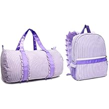 Kids Travel Overnight Bag Seersucker Weekender Duffel Bag Toddler Backpack Pink Mini Preschool for Boys and Girls