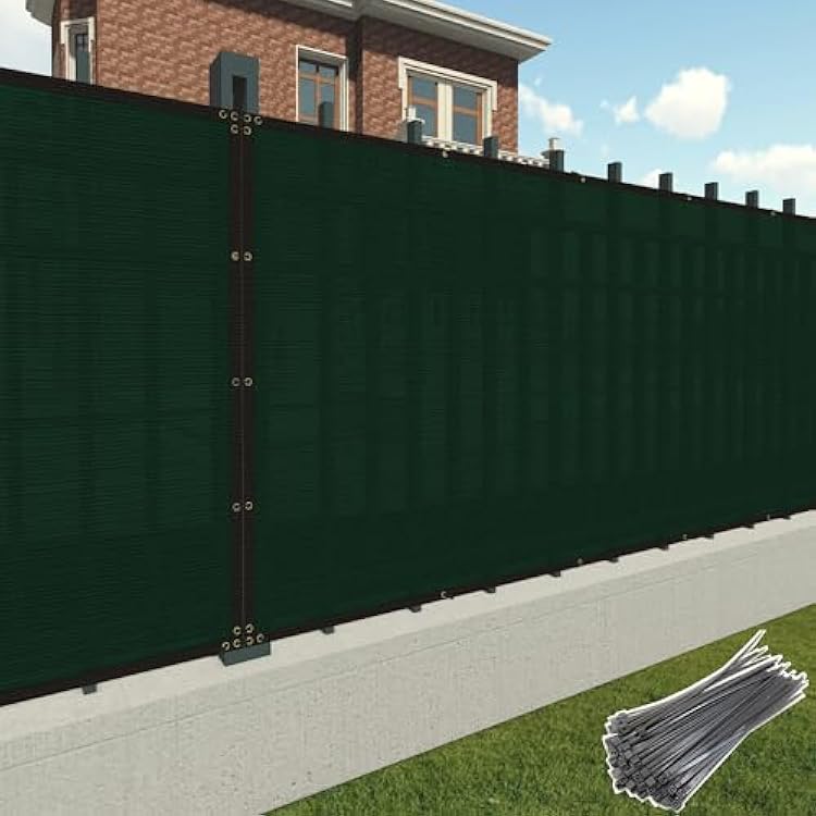Patio 5 x 40 Fence Privacy Screen Green Commercial Grade Mesh Shade Fabric with Brass Gromment Outdoor Windscreen Zipties
