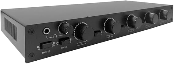 Premium 5-Zone Stereo Speaker Selector with 2 Amp Inputs 5 Speaker Zone Outputs