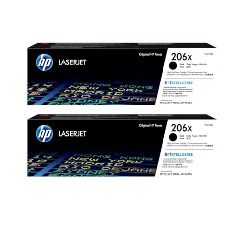 HP 206X High-Yield Black Toner Cartridge 2-Pack | Compatible Color LaserJet Pro M255 & MFP M282M283 Series Printers | W2110XD1