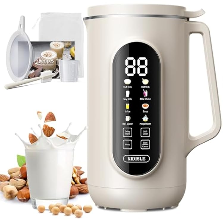 10-in-1 Nut Milk Maker Machine, 35oz Plant-Based Milk & Soup Machine with 12H Delay Start, Self-Clean, Keep Warm Soy, Oat, Almond & More, Cream