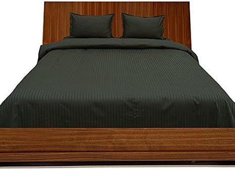LaxLinen Super Soft Quality 100% Egyptian Cotton 6 PCs Sheet Set 30" Inch Extra Deep Pocket Emperor, Black Stripe 400-Thread Count