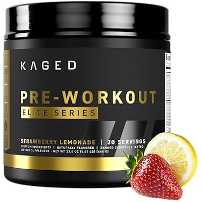 Kaged Pre Workout Elite Powder | Strawberry Lemonade | Pre-Workout with Creatine, Beta Alanine, L-Citrulline, Pure Caffeine | 20 Servings