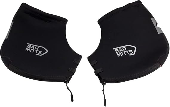BAR MITTS Attachable Large Black Mountain Bike Extreme Cold Pogies fits Flat Handlebars with Bar End Mirror | Waterproof | Easy Installation | Open Access Design | Safety Reflection Logo