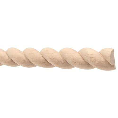 516, 38, 12, 916, 58, 34 W x 2ft, 8pc, Total 16ft, Maple Oak Wood Half Round Rope Molding Trim, ZakrosDesign 38, Maple