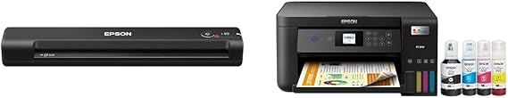 Epson Workforce ES-50 Portable Sheet-Fed Document Scanner for PC and Mac & EcoTank ET-2850 Wireless Color All-in-One Cartridge-Free Supertank Printer with Scan