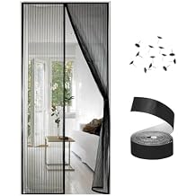 Magnetic Screen Door Mesh, Door Magnet Screen, Garage Door Screen, Mesh Net Closure, for Patio, Garden, Pet Kid Friendly Easy Install Black(23x78in)