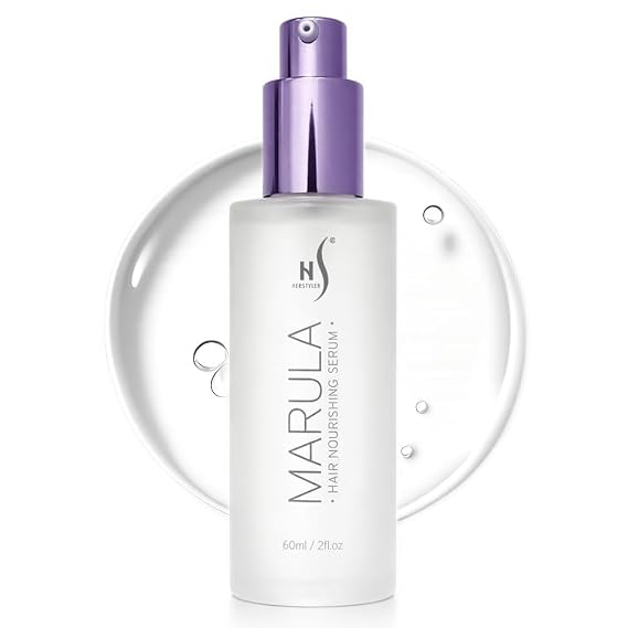 HerStyler Marula Oil Hair Serum - Anti Frizz Serum for Frizzy, Dry and Damaged Hair - Boosts Shine, Straightening - Address Flyaways, Split Ends - 2 Fl Oz (1 Pack)