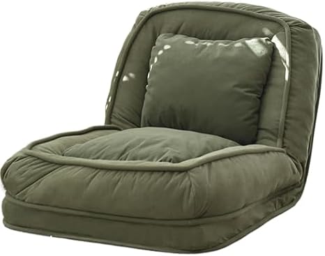Lazy Sofa Bed Floor Chair 5-Position Adjustable Reclining Sofa Sleeper Bed Independent Liner Design Meditation Chair Removable and Washable(White)