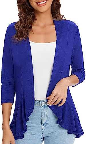 Urban CoCo Womens 34 Sleeve Casual Cardigans for Women Trendy Open Front Lightweight Cover Ups