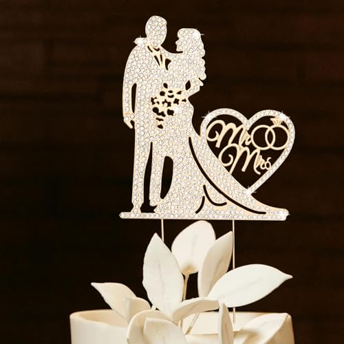 Wedding Cake Topper Rhinestone metal mr and mrs cake topper Wedding Bride and Groom Bridal Shower Theme Birthday Party Cake Decorations Supplies