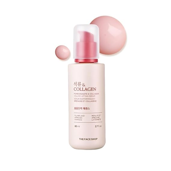 The Face Shop Pomegranate & Collagen Volume Lifting Serum - Helps Skin Look Firm & Supple - Reduces Fine Lines & Wrinkles - Improves Elasticity - Hydrating Lightweight Face Serum - Korean Skin Care