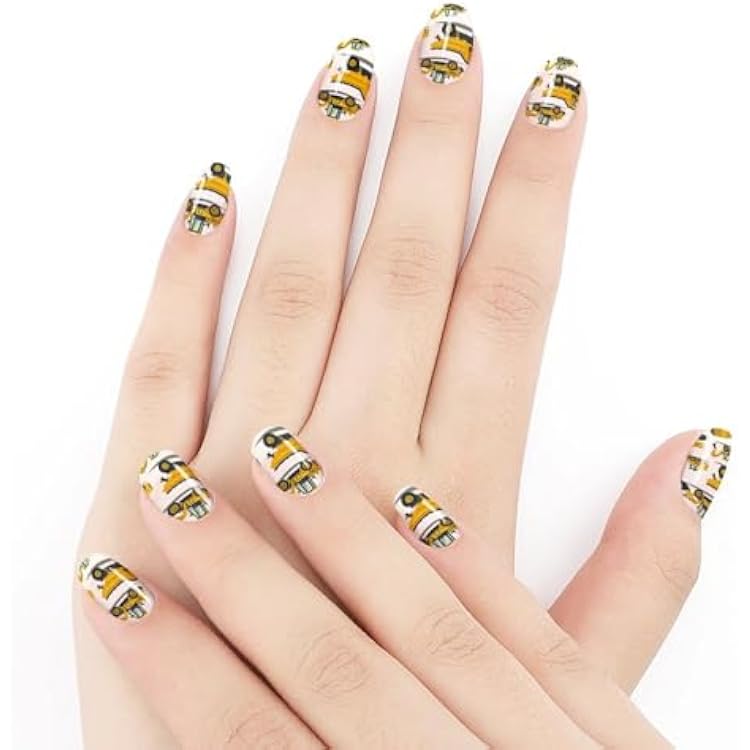 Self Adhesive Nail Art Stickers DIY Nail Art Decoration For Fake Nail Design And Salon Nails Accessories 5 Sheets Construction Equipment Tractors Bulldozers Trucks Art Nail Sticker Nail Decals