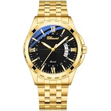 Gosasa Fashion Men's Business Quartz Watch Roman & Arabic Numerals with Calendar Display Stainless Steel Luminous Waterproof Stylish Casual & Dress Analog Wristwatch for Men