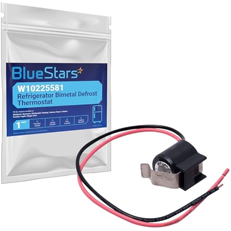 BlueStars W10225581 Refrigerator Bimetal Defrost Thermostat Replacement - Compatible with Whirlpool Kenmore - Replaces WPW10225581 PS11750673 AP6017375 2188824 2321799 W10260437