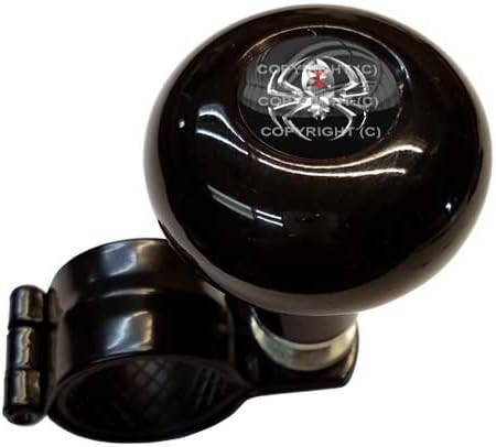 Gloss Black Aluminum Steering Wheel Spinner Suicide Brody Knob for Hot Rod Customs Car Truck SUV Tractor Trailer Big Rig Boat & More - Silver Black Widow Spider Logo