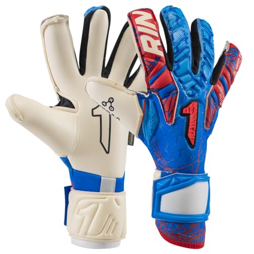 Rinat Egotiko Vengador Pro Goalkeeper Gloves, AXG Formula Latex Grip, Hybrid Negative-Roll Cut, Impact Absorption, Breathable Backhand, Adjustable Wrist Closure