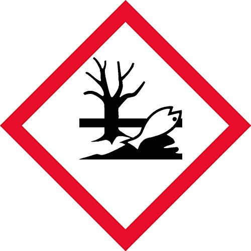 OSHA Compliant, GHS Environment Pictogram, Environmental, Red Border, Black Symbol, Picto, White Base, Laminated, Safety Decal Label Vinyl Sticker, 4 x 4 5 per