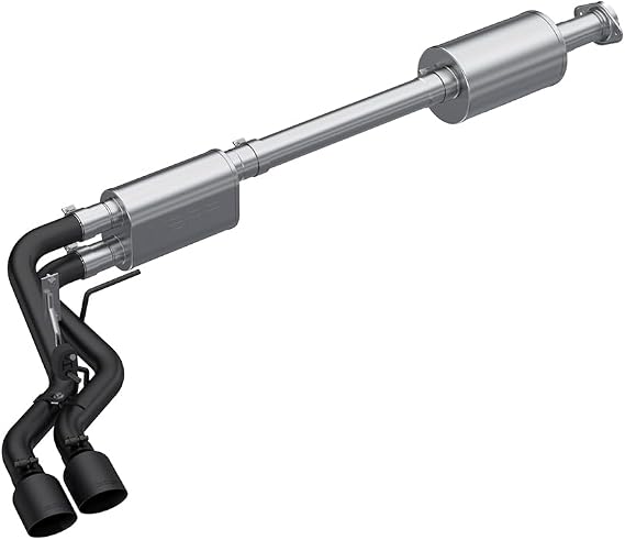 Black Coated Dual Pre-Axle Exhaust for 2021+ Ford F150 (Street Profile) with 2.5in OD Tips & 3in Cat Back by MBRP