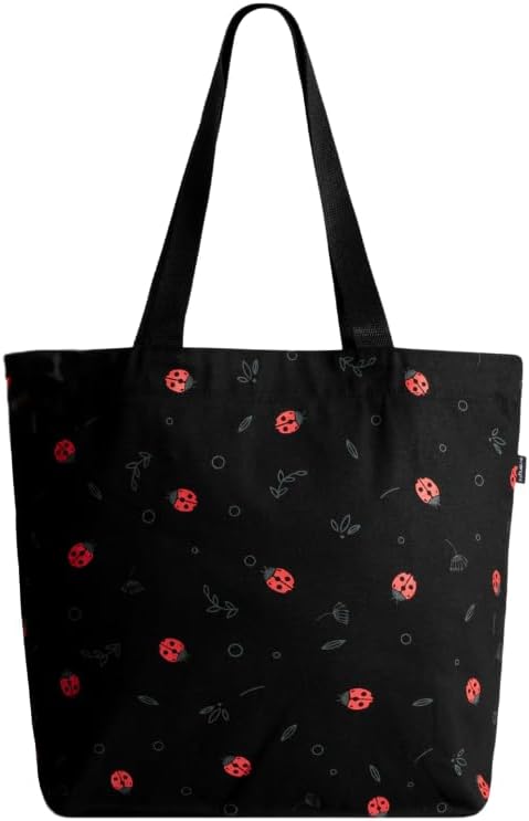 Eco Right Aesthetic Canvas Tote Bag for Women - Large, Reusable, Zippered Tote Bag with Inner Pocket, Perfect for School, Shopping, Work, Beach, Cute & Eco-Friendly Gift for Girls, Teachers, Mothers