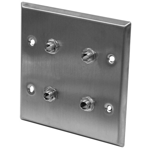 Seismic Audio SA-PLATE23 Stainless Steel Wall Plate with Four 14-Inch TS Mono Jacks