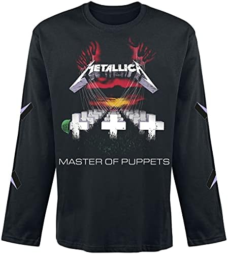 Metallica T Shirt Master of Puppets Band Logo Official Mens Long Sleeve