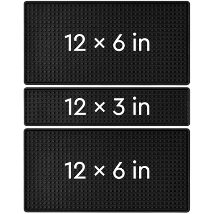 Bar Mat Set for Countertop, 3 Pack Rubber Bar Mats for Coffee Bar, Kitchen, Bartending, Espresso & Dish Drying, Non-Slip Rubber Mat with Deep Prongs Helps Contain Spills, Durable Black Bar Accessories