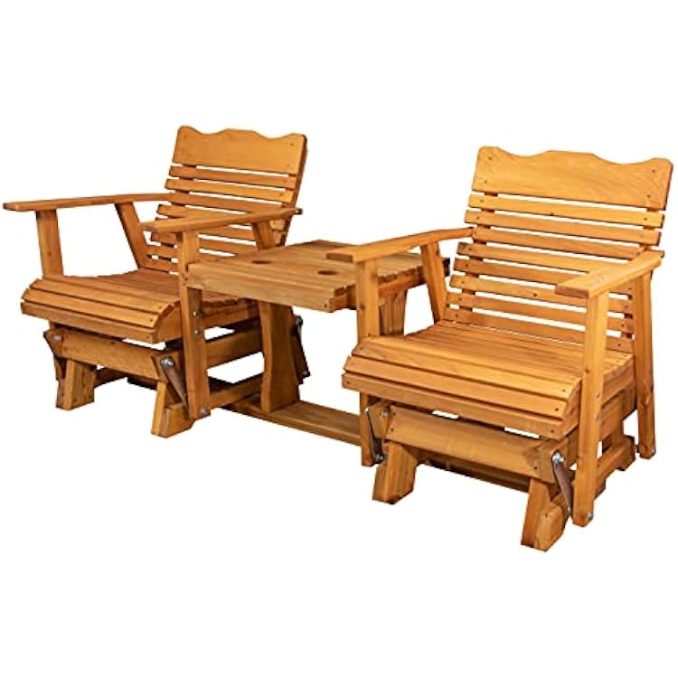 Rustic Finished 6 Foot Cedar Porch Settee Glider, Amish Crafted