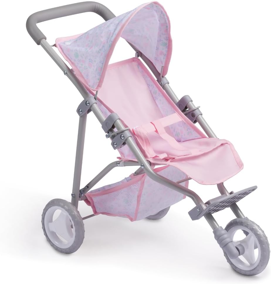 JC Toys | Berenguer Boutique |3 Wheeled Folding Doll Jogger Stroller | Blue | Ages 3+
