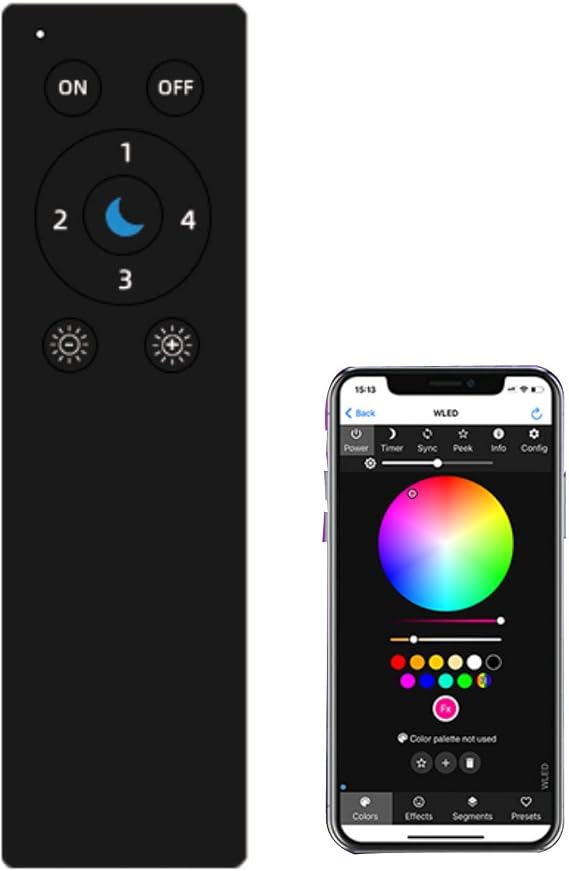 WeGoIOT WLED Remote Control with 4 Tactile Scene Buttons, Preset Night Light,50m WiFi Wireless Direct Control, RGB IC LED ESP No App Needed Work with WLED Controller Device(Battery not Included)