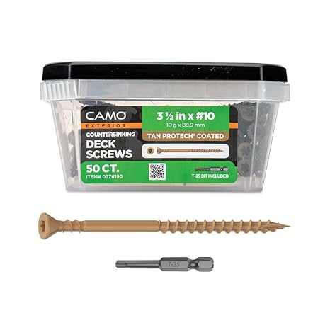 CAMO 3-1/2" X #10 - Tan Countersinking Wood Deck Screw, Star Drive, 1350 Count