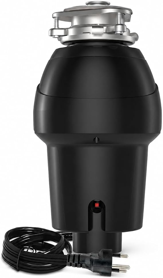 Garbage Disposal 1 HP Continuous Feed Food Waste Disposer, Gray, Includes Air Switch & Accessories, Easy Install, Kitchen Trash Compactor