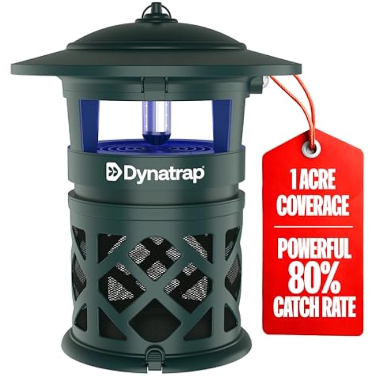 DynaTrap DT2030-GRSR Fly Traps Outdoor - Mosquito & Flying Insect Killer for 1 Acre Kills Flies, Gnats, Wasps - Bug Zapper Alternative - Green