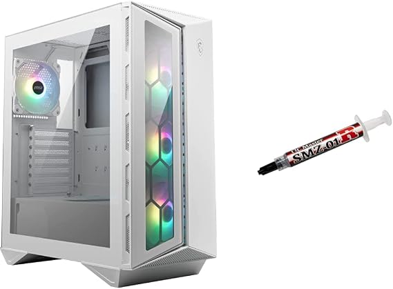 MSI PC Case MPG GUNGNIR 110R WHITE Middle Tower with 4 ARGB Fans CS8345 & Professional Recommended High Performance Simioshi OC Master SMZ-01R 13.2W/m・K