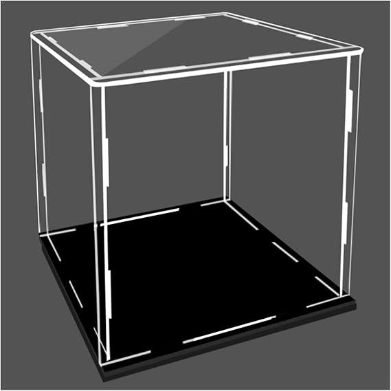 Large Acrylic Clear Figure Display Case, 10 20 30 40 50 60 70 Cm Long Stackable Dustproof Protection Display Box for Car Models Helmet, Alternative Glass Case ( Color : Black base , Size : 35x35x50cm/