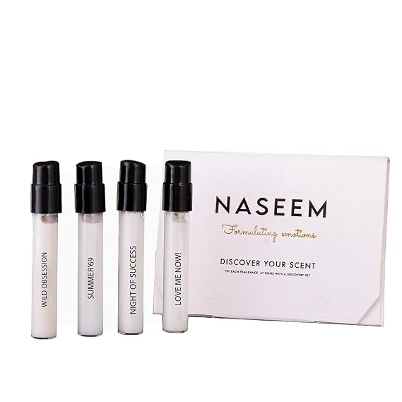 NASEEM Unisex Perfume Discovery Set 2ml Each (Pack of 4) | Wild Obsession, Summer 69, Night of Success & Love Me Now | Long Lasting Fragrance Sample Set