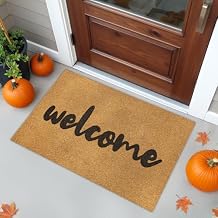 Front Door Mat Outside Entrance: Welcome Mat Faux Coir Doormat 36''x 24'' Waterproof Non-Slip Dirt Trapper Back Doormat - Fall Door Mat Ultra-Thin Washable Outdoor Doormat - Home Decorations
