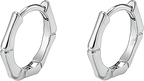 Womens Gold Huggie Earrings 9/14/18 Karat, Geometric Hoop Earrings Real Gold for Her