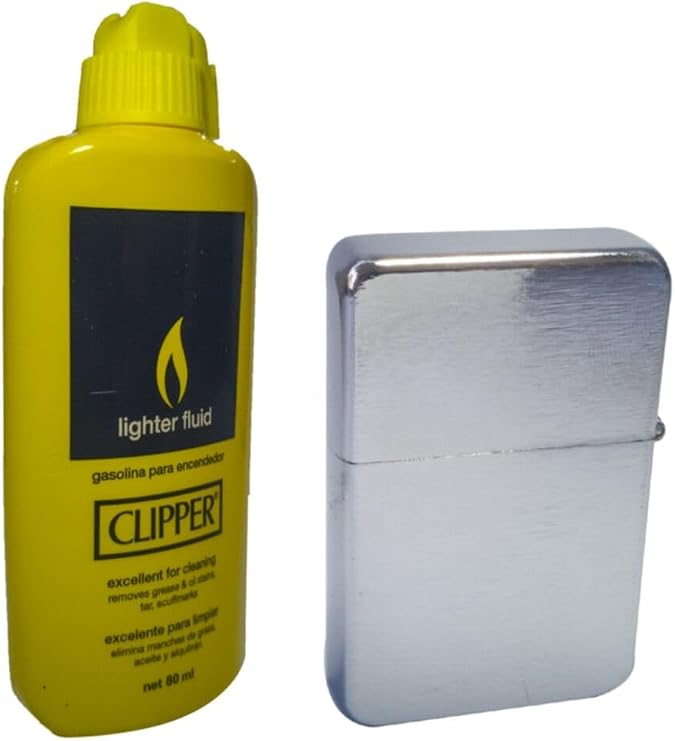X-Lite Atomic Brushed Metal Benzinli Çakmak Clipper Benzin Seti, Gri
