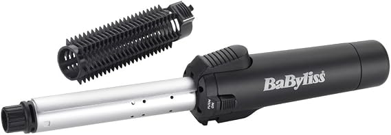 BaByliss Cordless Gas Hair Curler & Brush, 19mm Ceramic Curling Tong, Protective Heat Shield, Fast Heat Up to 200°C, Black, 2583BU